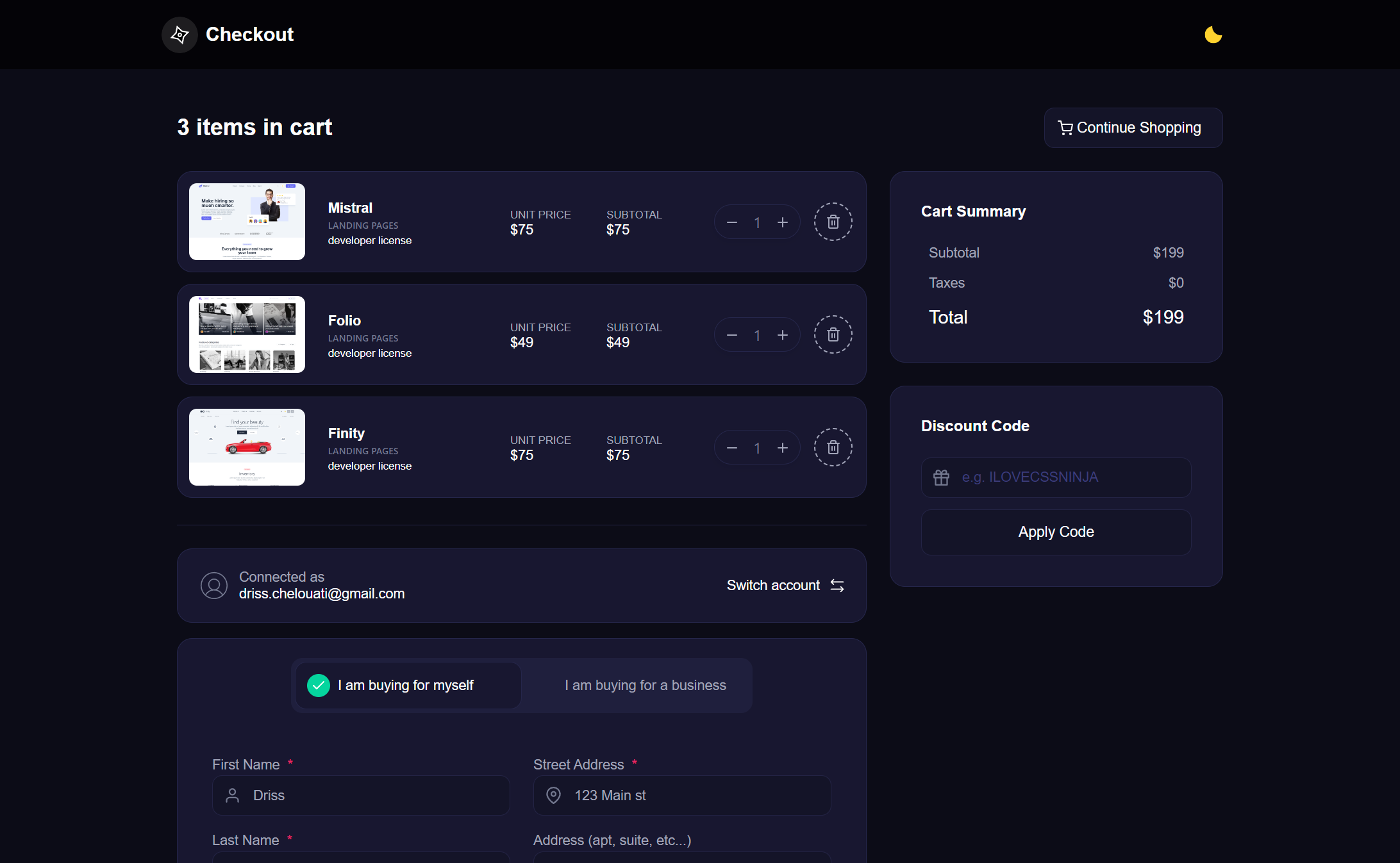 Checkout Page