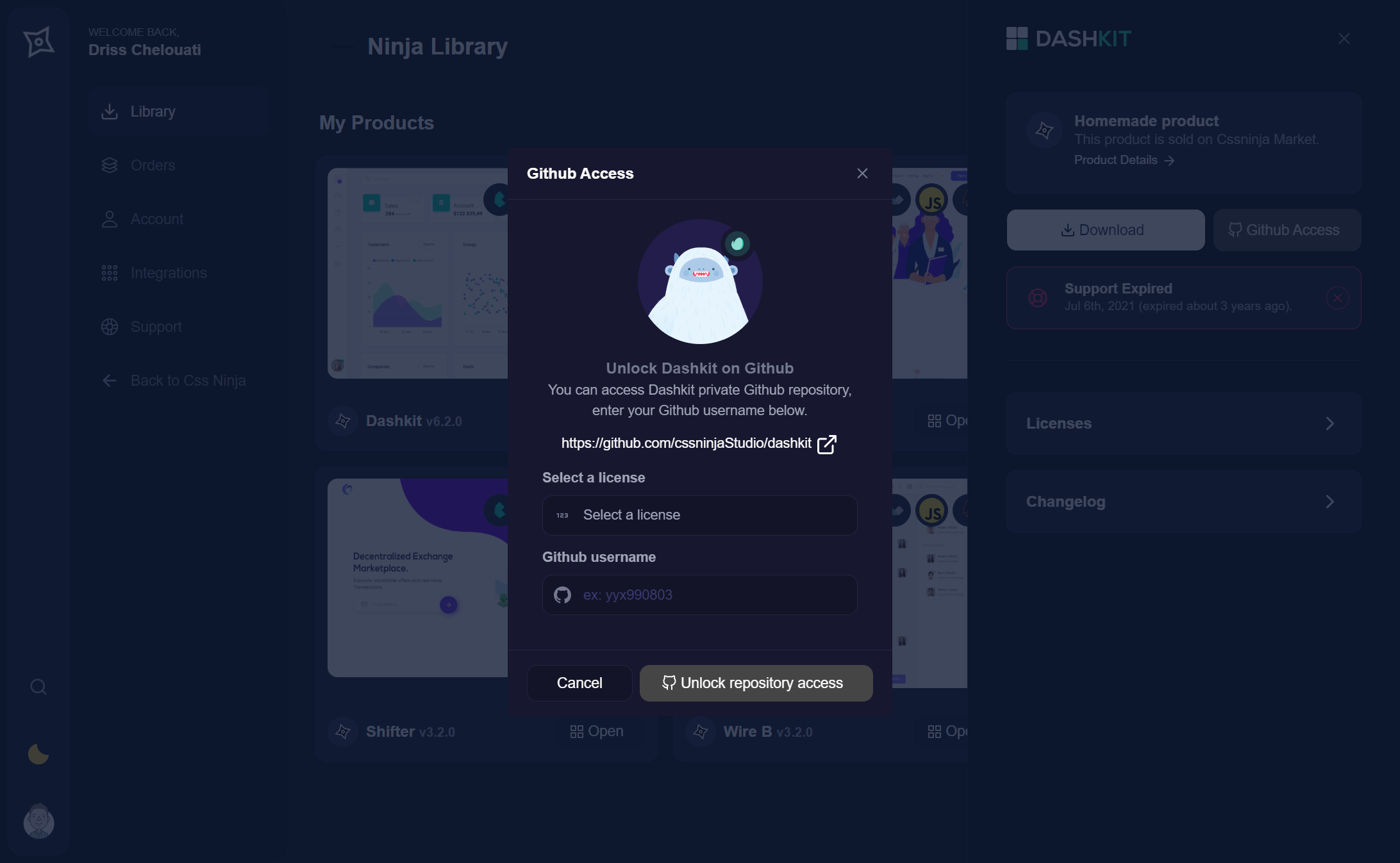Github Access Modal