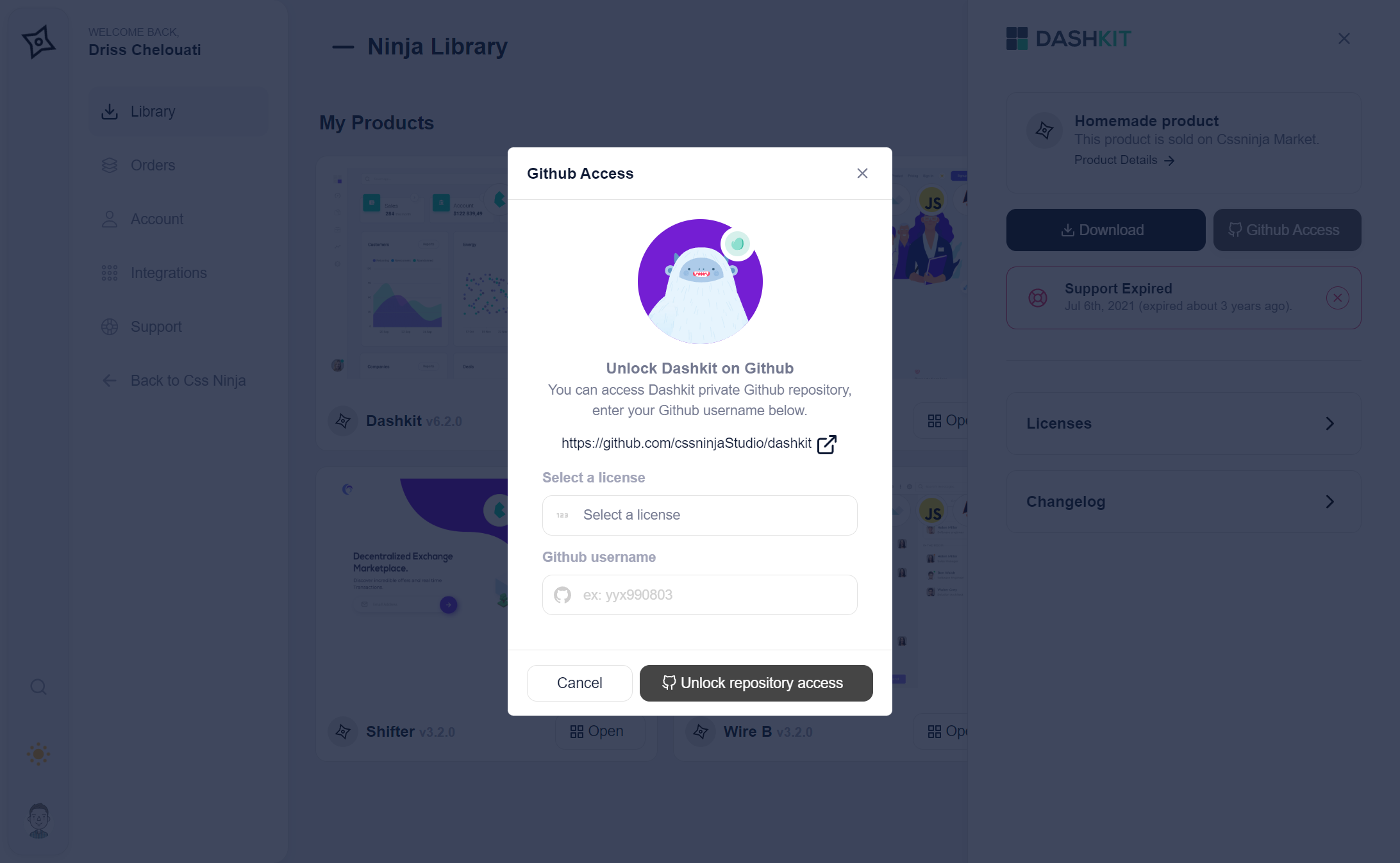 Github Access Modal