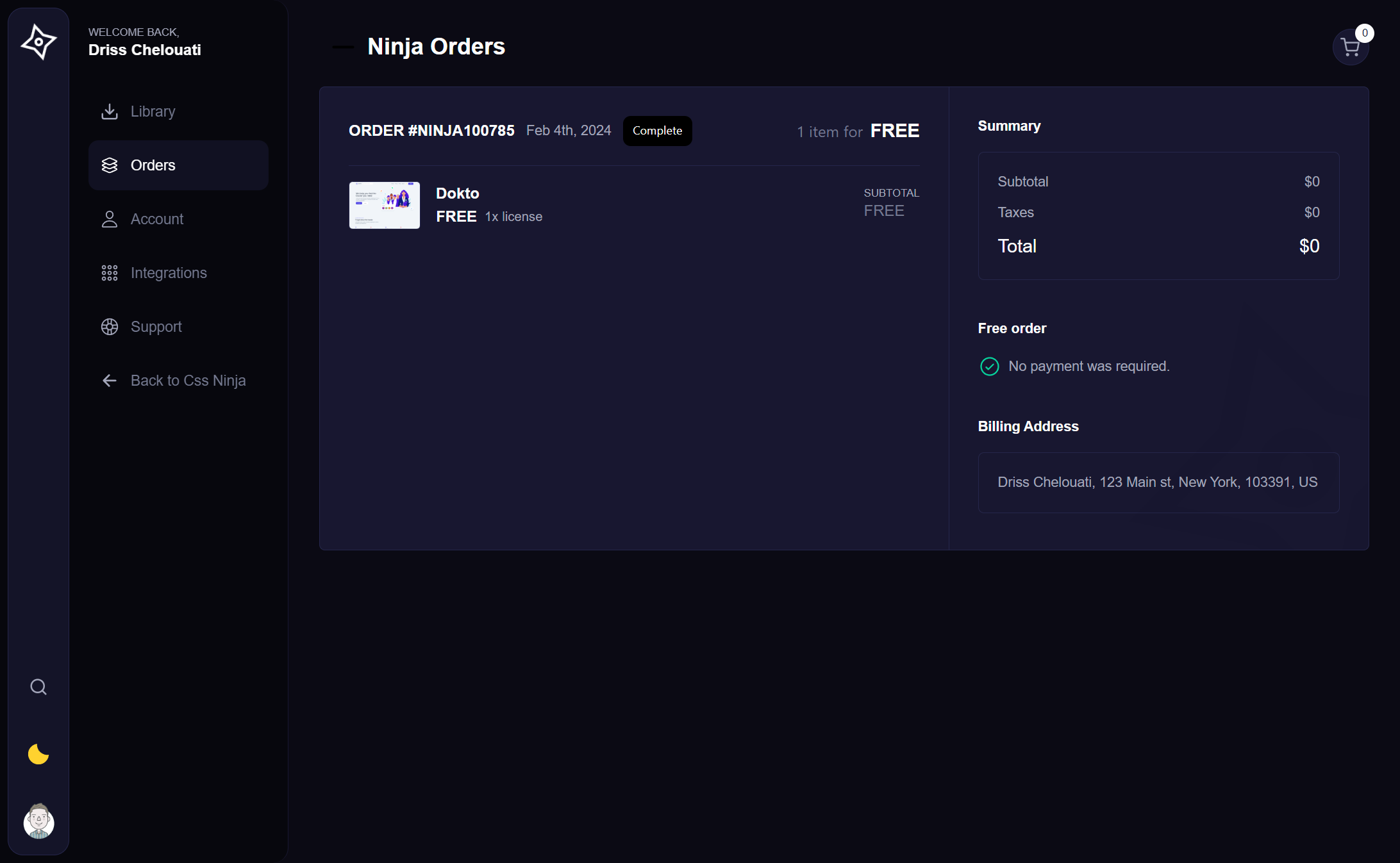 Orders Page