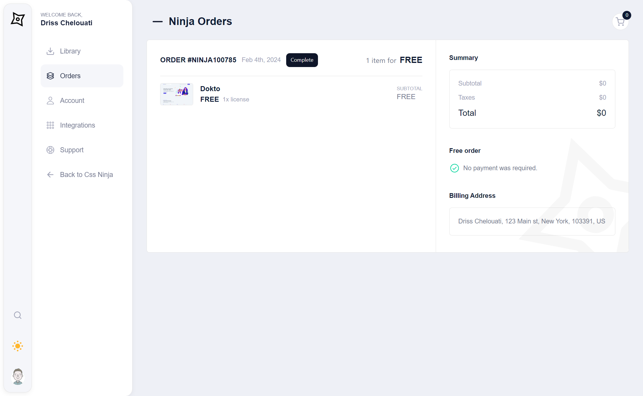 Orders Page
