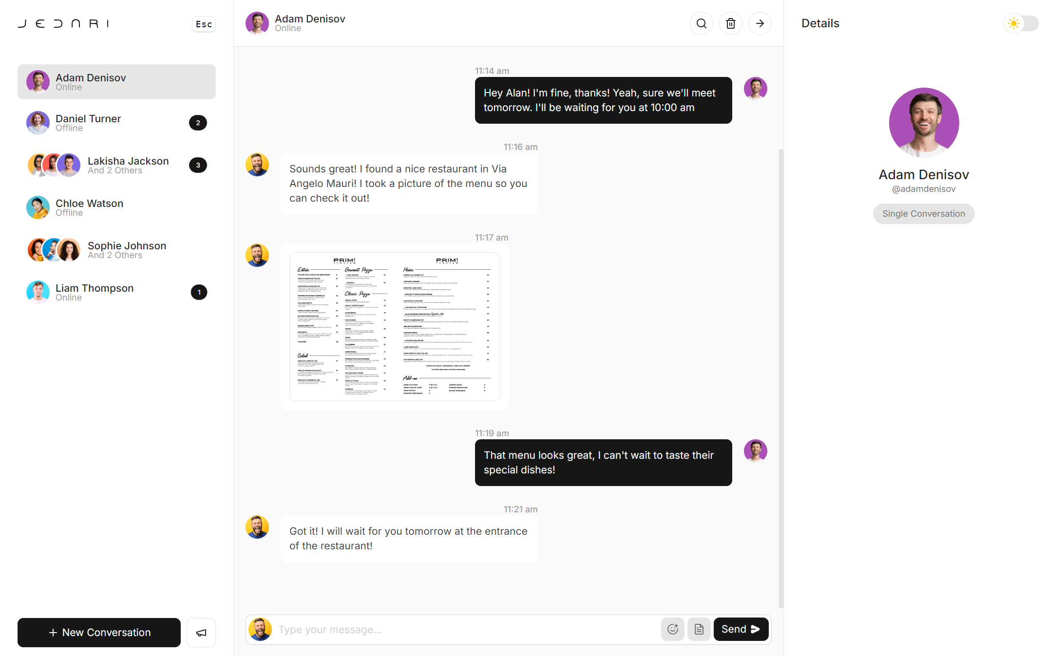 Jedari messaging UI