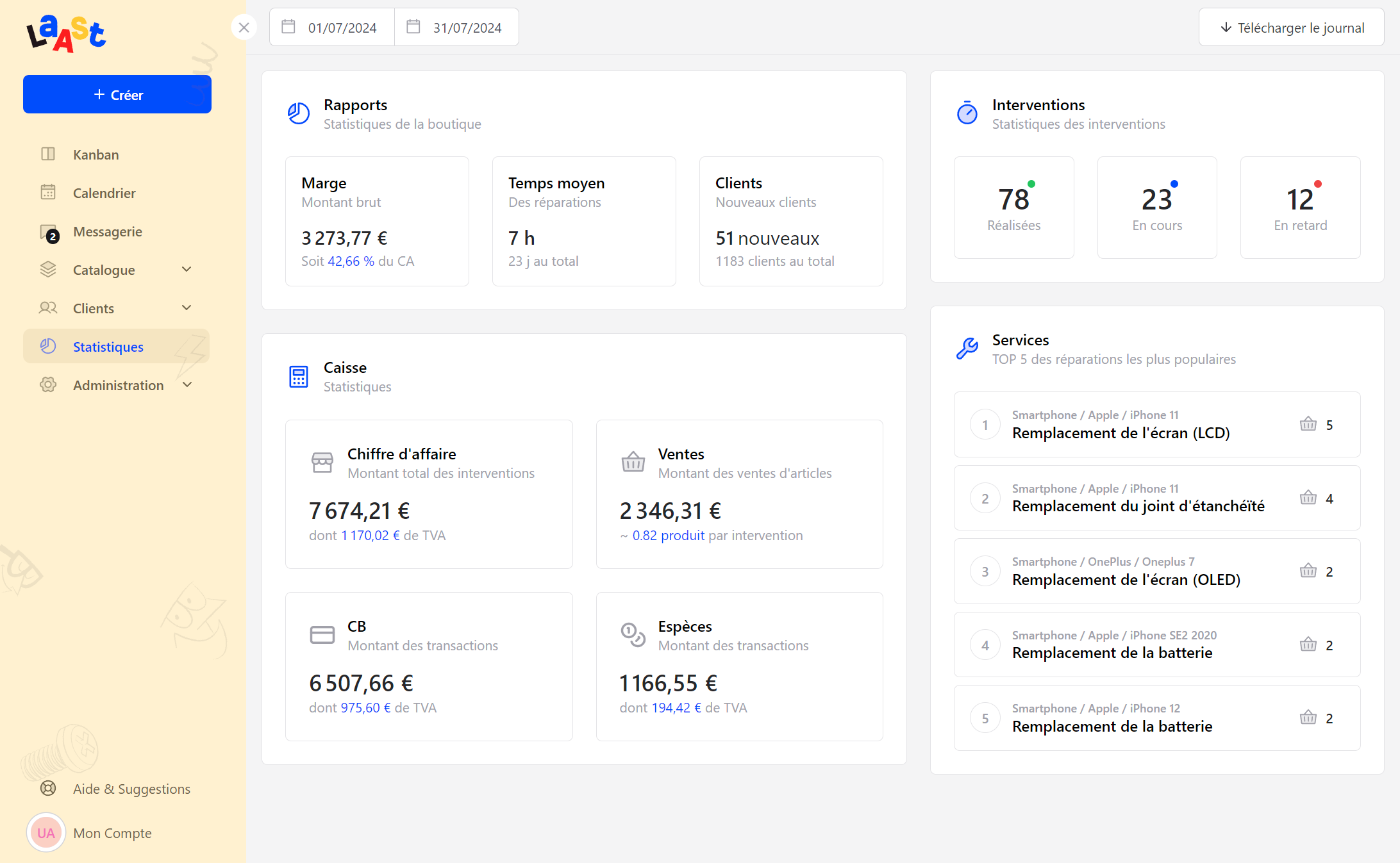 Laast dashboard