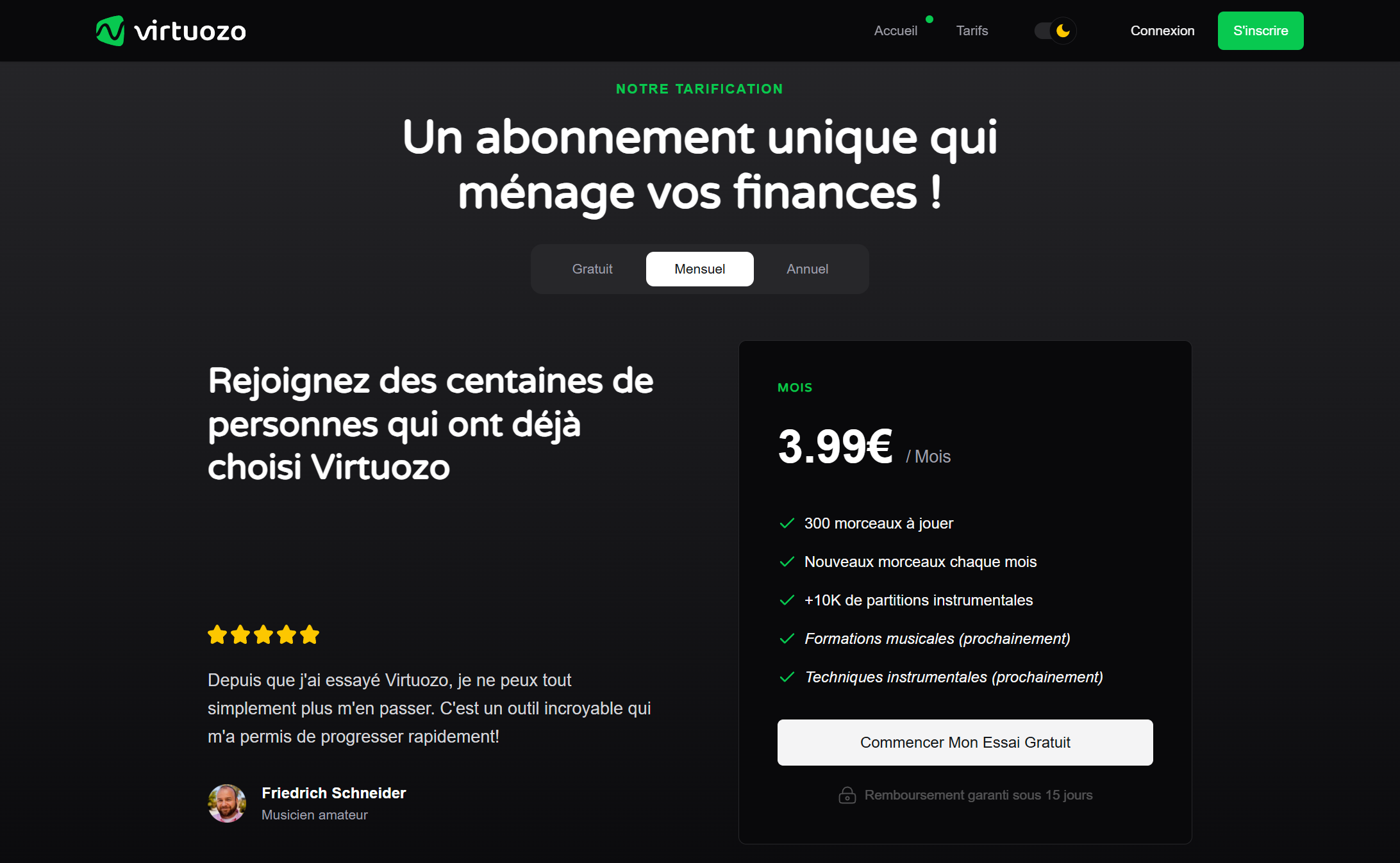 Virtuozo Pricing Section