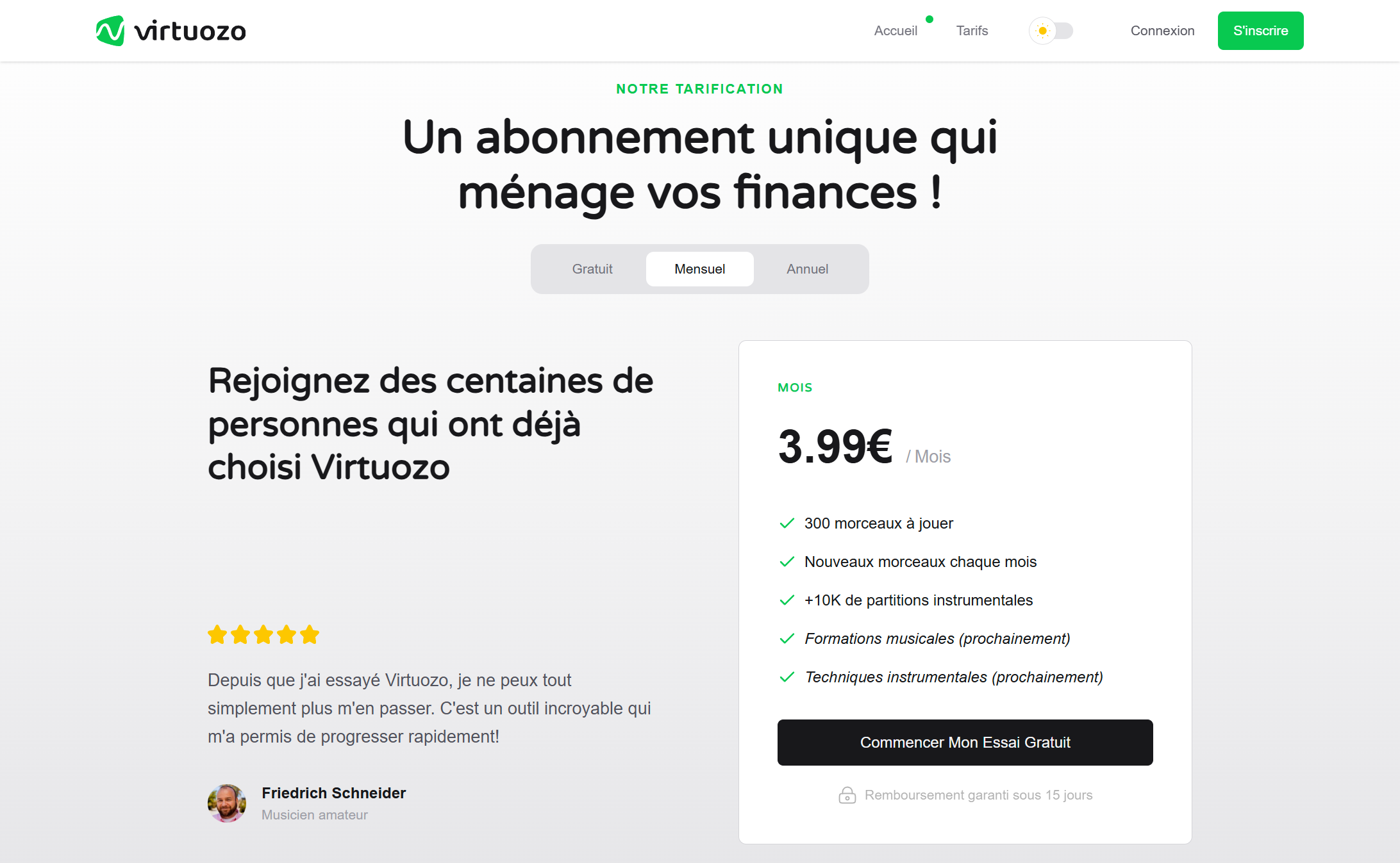 Virtuozo Pricing Section